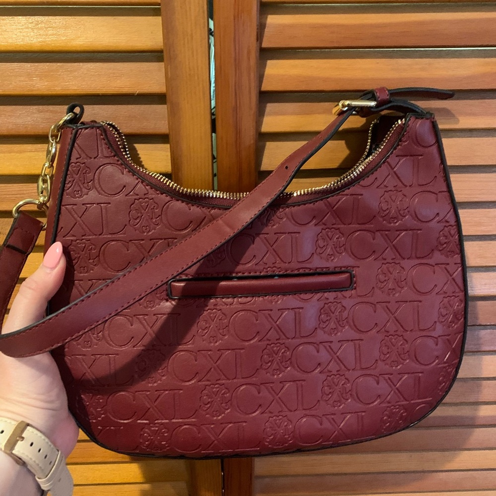 CXL by Christian Lecroix Burgundy Leather Shoulder Bag